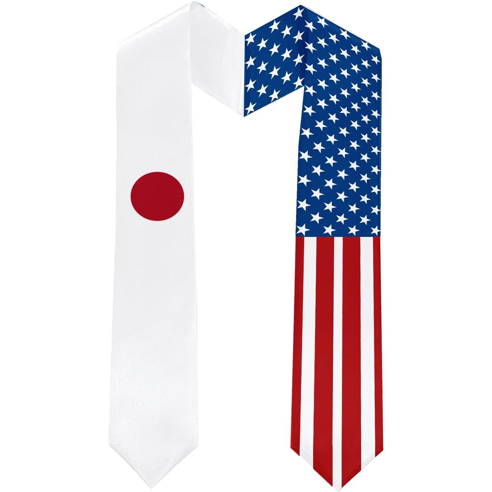 8229 2025 Japan Flag and USA Flag Graduation Stole Graduation Sash